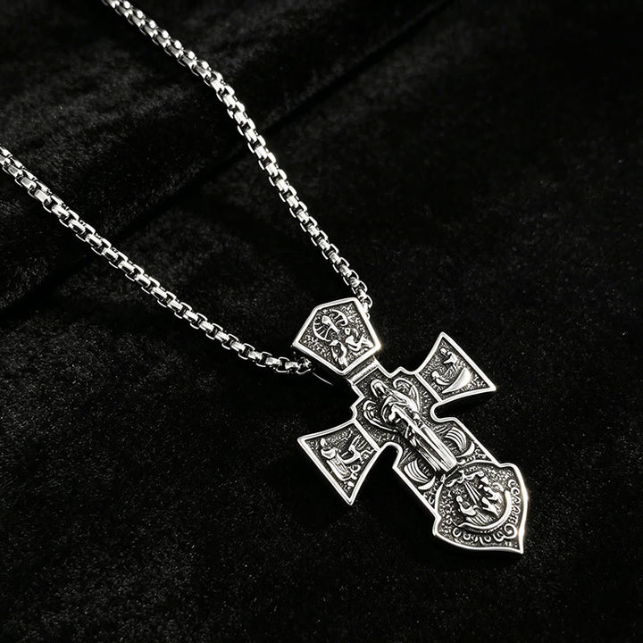 FREE Today: Vintage Antiqued Relief Crucifix Pendant Twisted Rope Chain Necklace: Timeless Emblem of Gentle Heavenly Guardianship - image 3