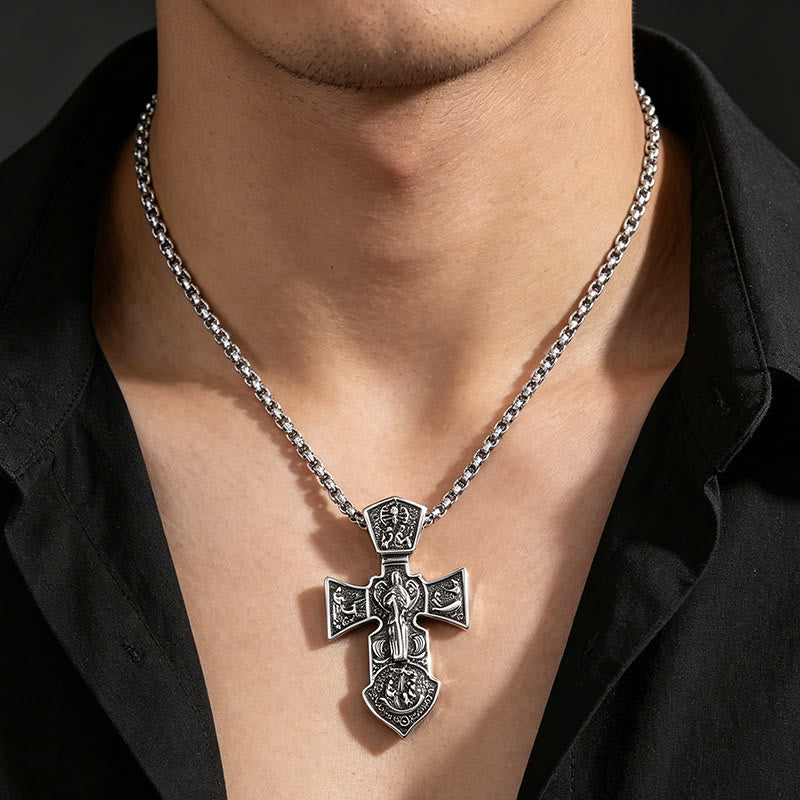 FREE Today: Vintage Antiqued Relief Crucifix Pendant Twisted Rope Chain Necklace: Timeless Emblem of Gentle Heavenly Guardianship - image 1