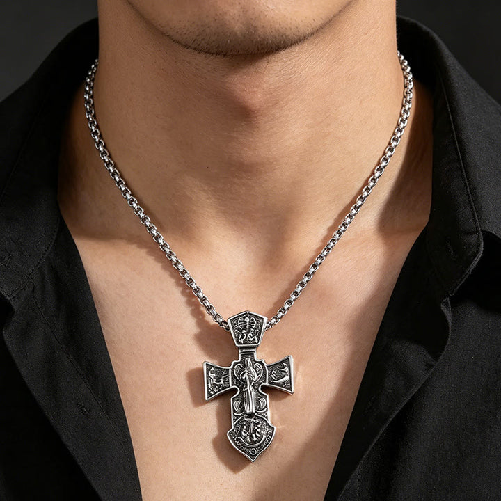 FREE Today: Vintage Antiqued Relief Crucifix Pendant Twisted Rope Chain Necklace: Timeless Emblem of Gentle Heavenly Guardianship - image 1