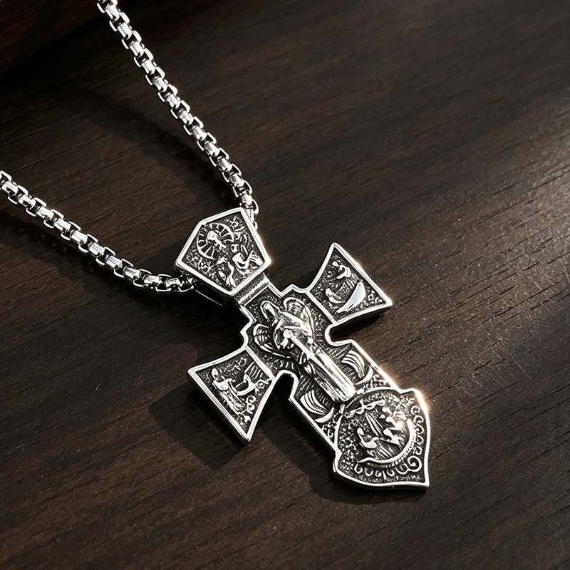 FREE Today: Vintage Antiqued Relief Crucifix Pendant Twisted Rope Chain Necklace: Timeless Emblem of Gentle Heavenly Guardianship - image 2
