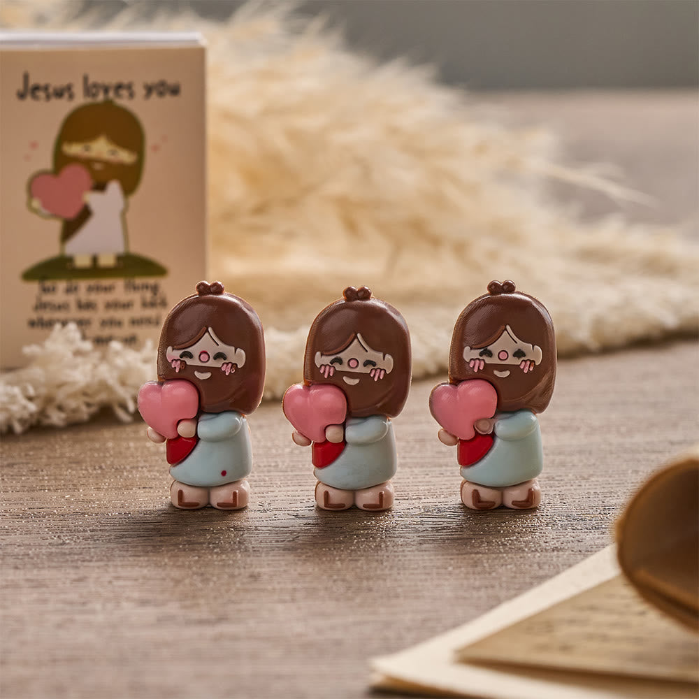 FREE Today: Mini Jesus Om Heart Holding Figurine 3 Pack Scripture Jesus Loves You Card Devotional Gift Set: A Symbol of Divine Joy & Faith - Set of 3 - image 0