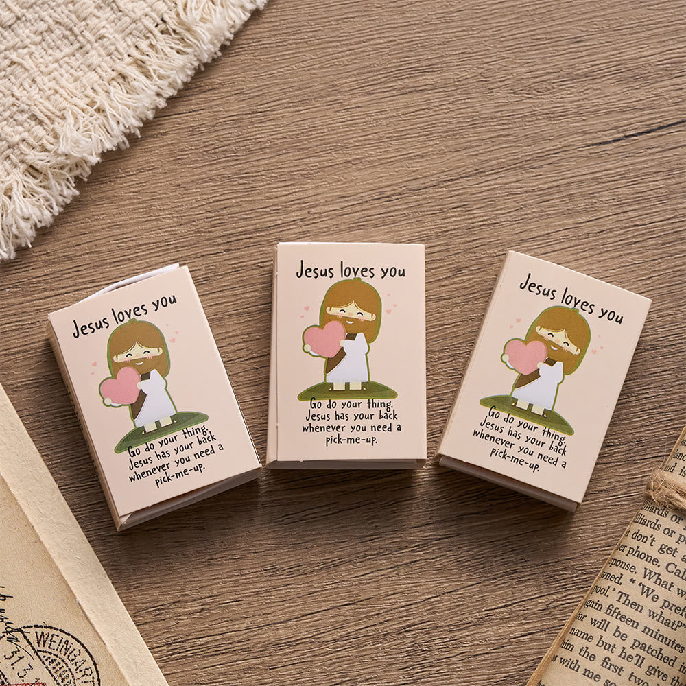 FREE Today: Mini Jesus Om Heart Holding Figurine 3 Pack Scripture Jesus Loves You Card Devotional Gift Set: A Symbol of Divine Joy & Faith - image 2