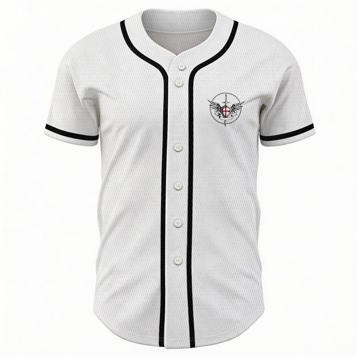 Christianartworkshop St.Michael Archangel Defend Us Unisex Baseball Jersey - image 1