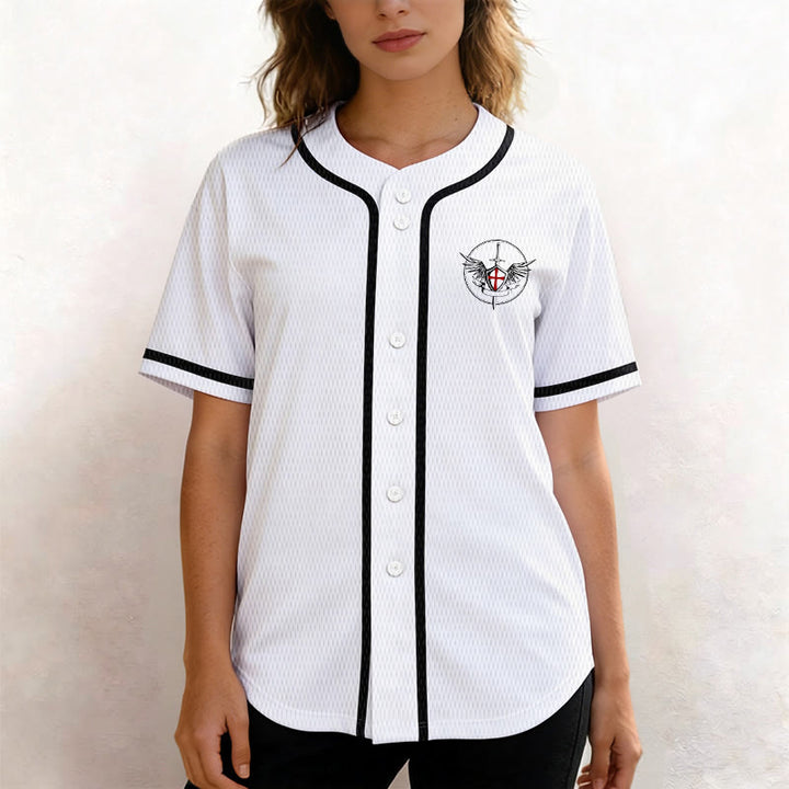Christianartworkshop St.Michael Archangel Defend Us Unisex Baseball Jersey - image 3