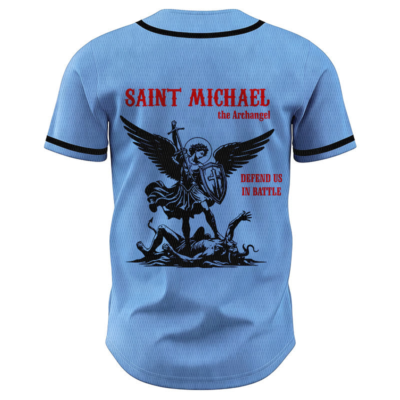 Christianartworkshop St.Michael Archangel Defend Us Unisex Baseball Jersey - image 32