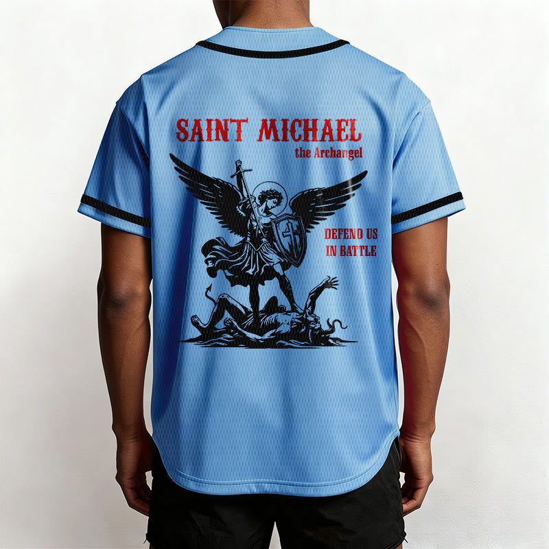 Christianartworkshop St.Michael Archangel Defend Us Unisex Baseball Jersey - image 33