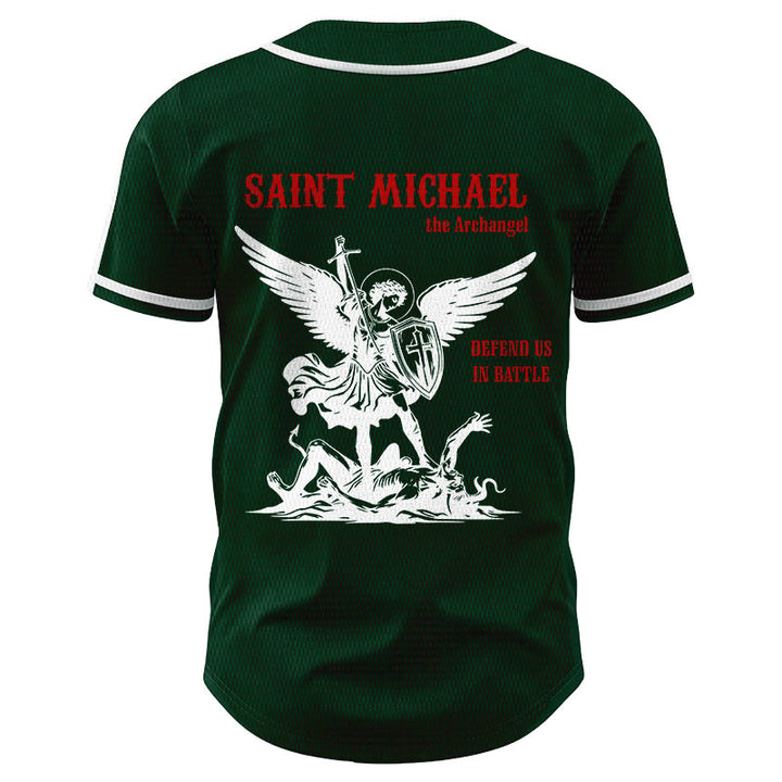 Christianartworkshop St.Michael Archangel Defend Us Unisex Baseball Jersey - image 46