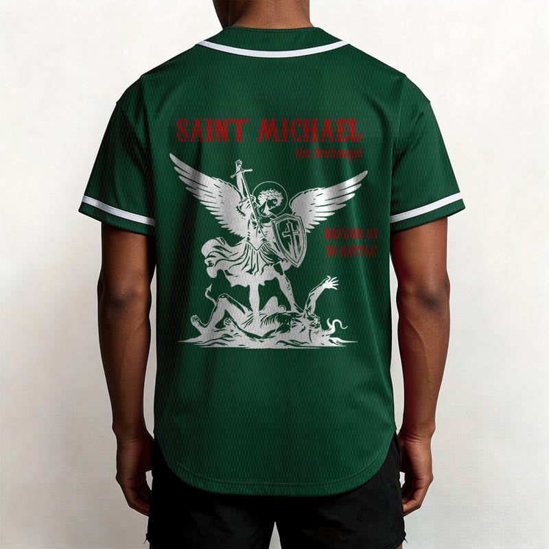 Christianartworkshop St.Michael Archangel Defend Us Unisex Baseball Jersey - image 47