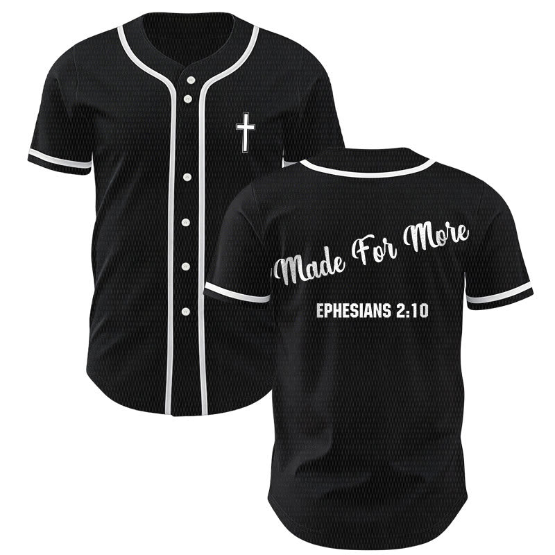 Christianartworkshop Made For More Ephesians 2:10 Unisex Baseball Jersey - Black - 5XL - image 14