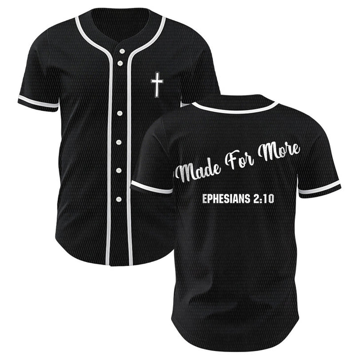 Christianartworkshop Made For More Ephesians 2:10 Unisex Baseball Jersey - Black - 5XL - image 14
