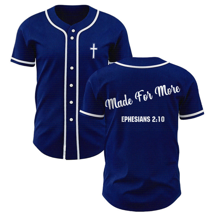 Christianartworkshop Made For More Ephesians 2:10 Unisex Baseball Jersey - Navy Blue - 5XL - image 35