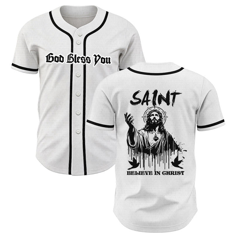 Christianartworkshop Saint Believe In Christ Unisex Baseball Jersey - White - 5XL - image 0