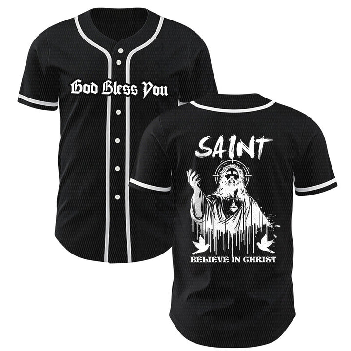 Christianartworkshop Saint Believe In Christ Unisex Baseball Jersey - Black - 5XL - image 7