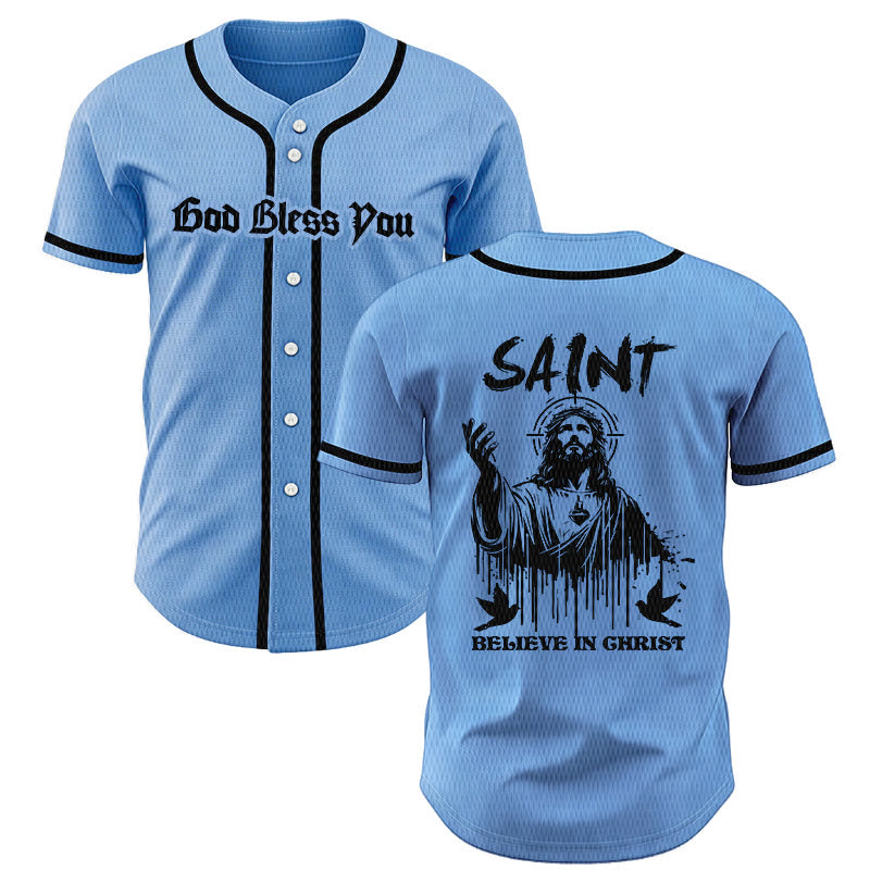 Christianartworkshop Saint Believe In Christ Unisex Baseball Jersey - Blue - 5XL - image 28