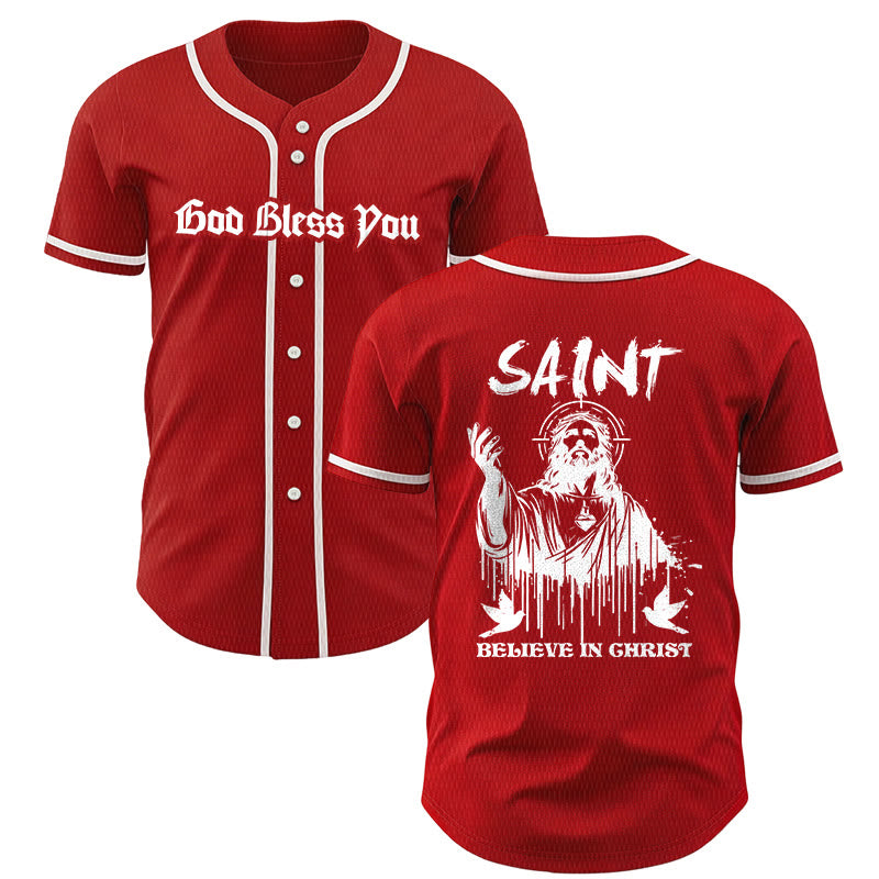 Christianartworkshop Saint Believe In Christ Unisex Baseball Jersey - Red - 5XL - image 14