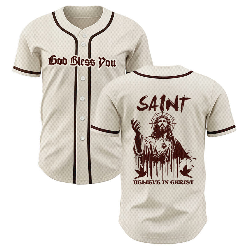 Christianartworkshop Saint Believe In Christ Unisex Baseball Jersey - Apricot - 5XL - image 49