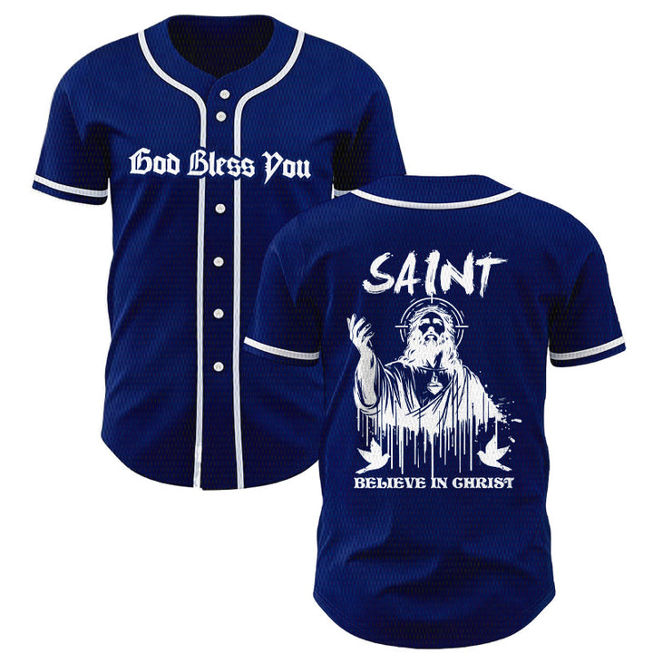 Christianartworkshop Saint Believe In Christ Unisex Baseball Jersey - Navy Blue - 5XL - image 35