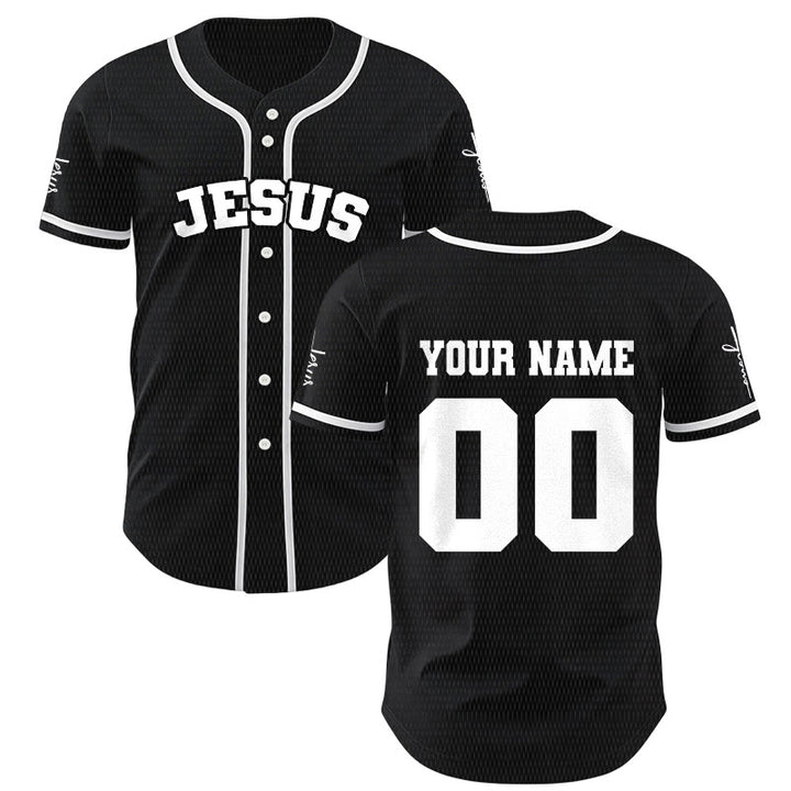 Christianartworkshop Classic Jesus Personalized Sportswear Unisex Custom Baseball Jersey - Black - 5XL - Name & Number Customized - image 0