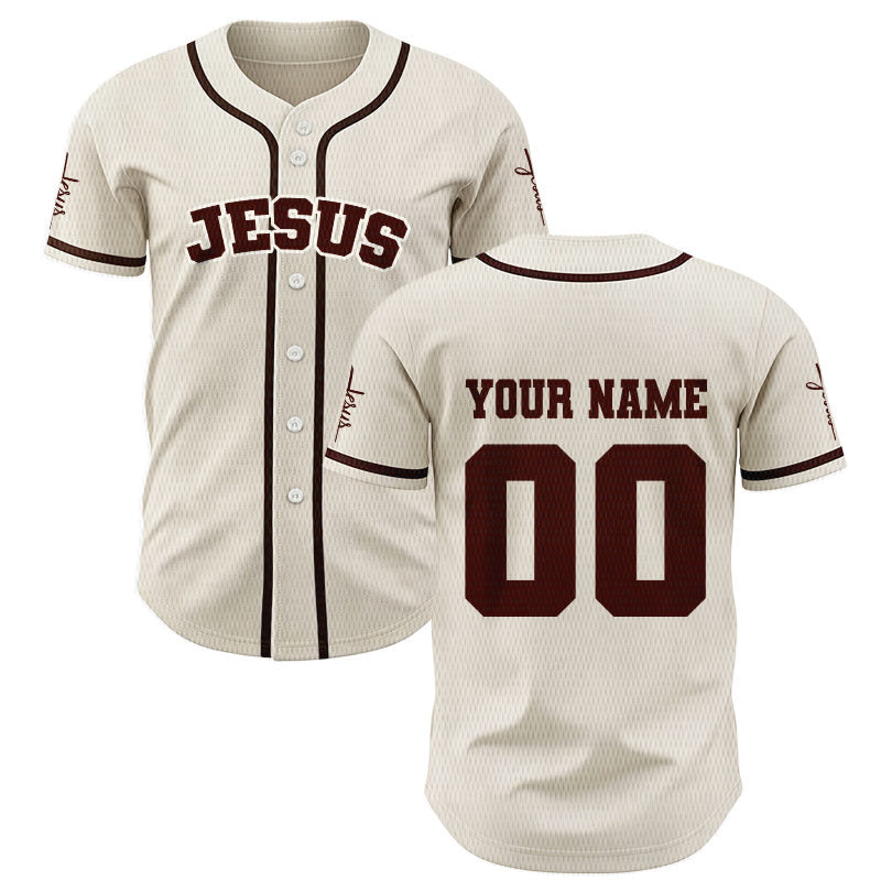 Christianartworkshop Classic Jesus Personalized Sportswear Unisex Custom Baseball Jersey - Apricot - 5XL - Name & Number Customized - image 49