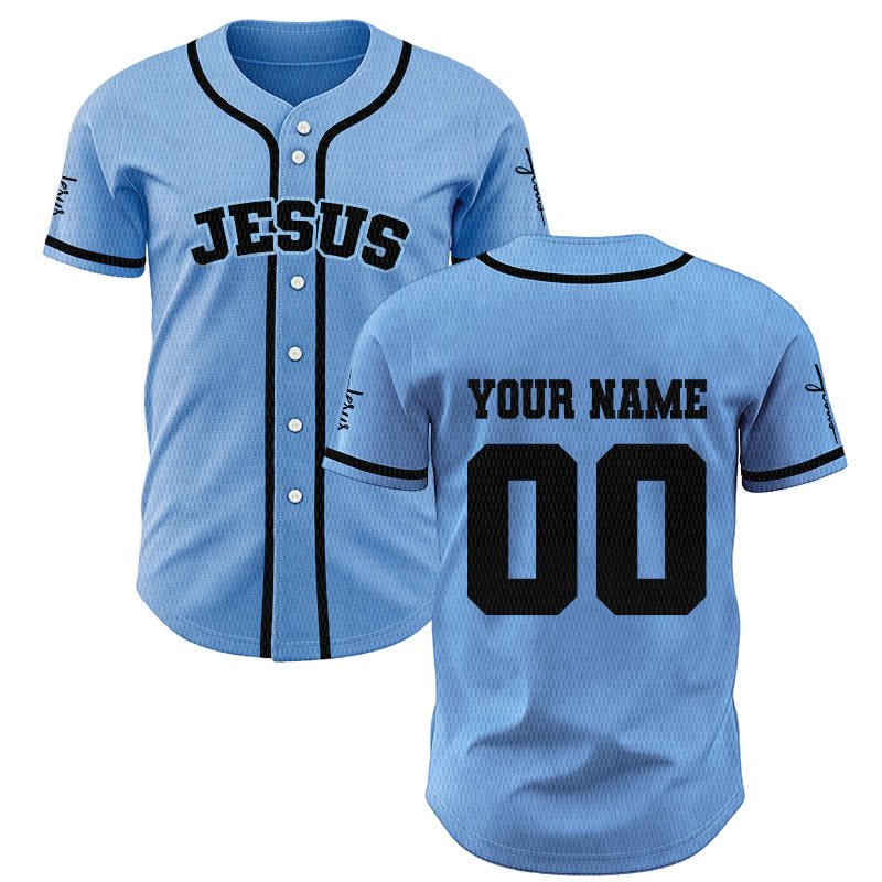 Christianartworkshop Classic Jesus Personalized Sportswear Unisex Custom Baseball Jersey - Blue - 5XL - Name & Number Customized - image 28