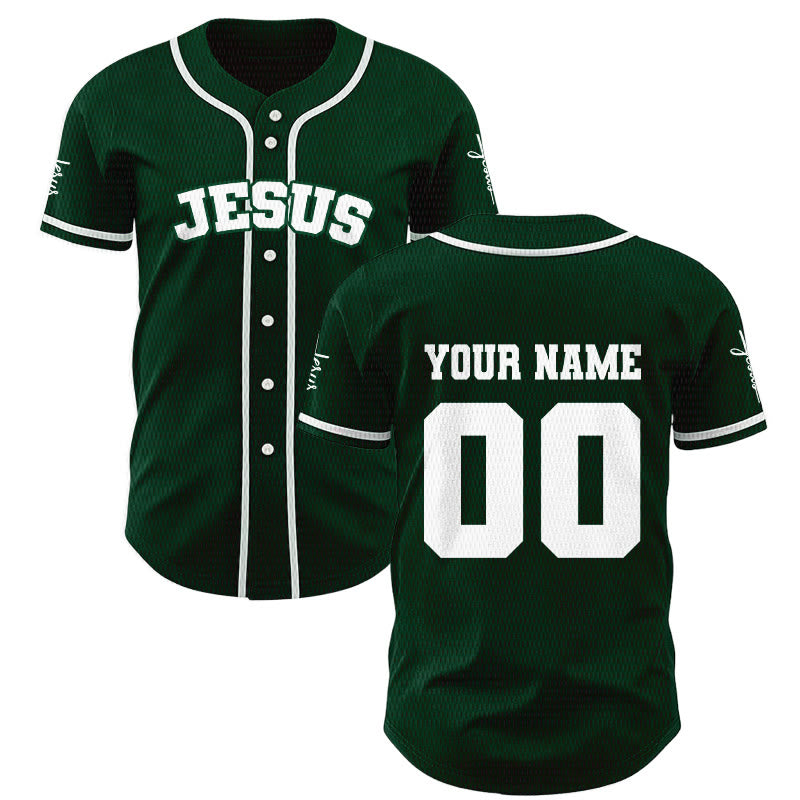 Christianartworkshop Classic Jesus Personalized Sportswear Unisex Custom Baseball Jersey - Green - 5XL - Name & Number Customized - image 42