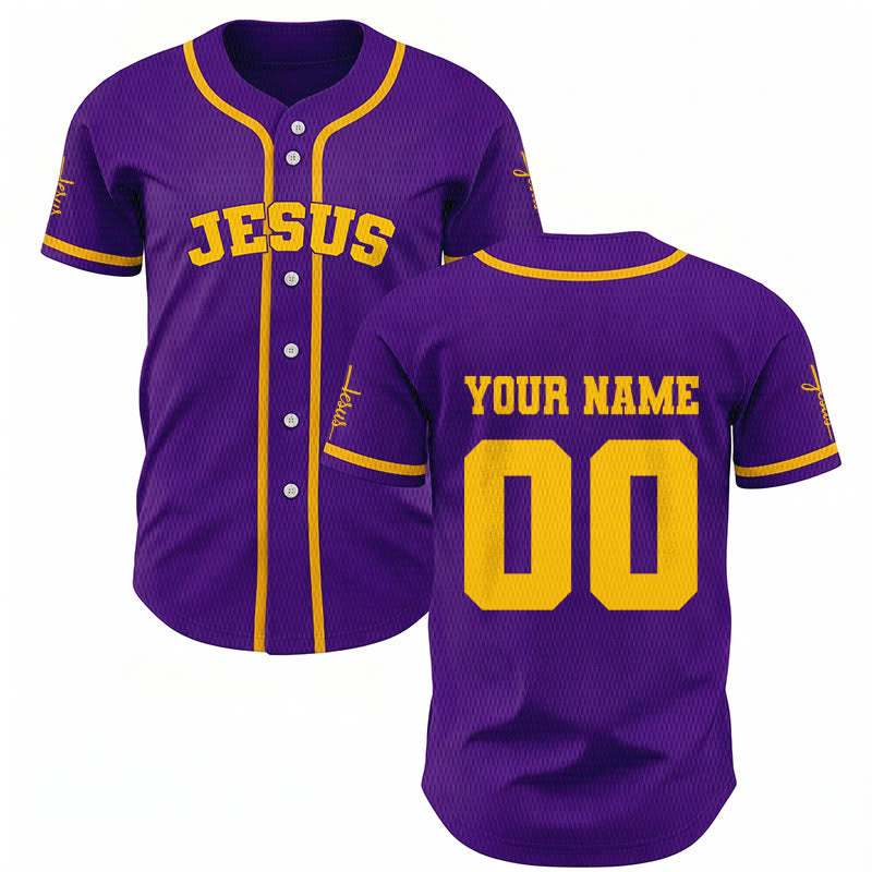 Christianartworkshop Classic Jesus Personalized Sportswear Unisex Custom Baseball Jersey - Purple - 5XL - Name & Number Customized - image 56