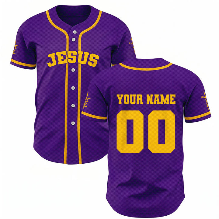 Christianartworkshop Classic Jesus Personalized Sportswear Unisex Custom Baseball Jersey - Purple - 5XL - Name & Number Customized - image 56
