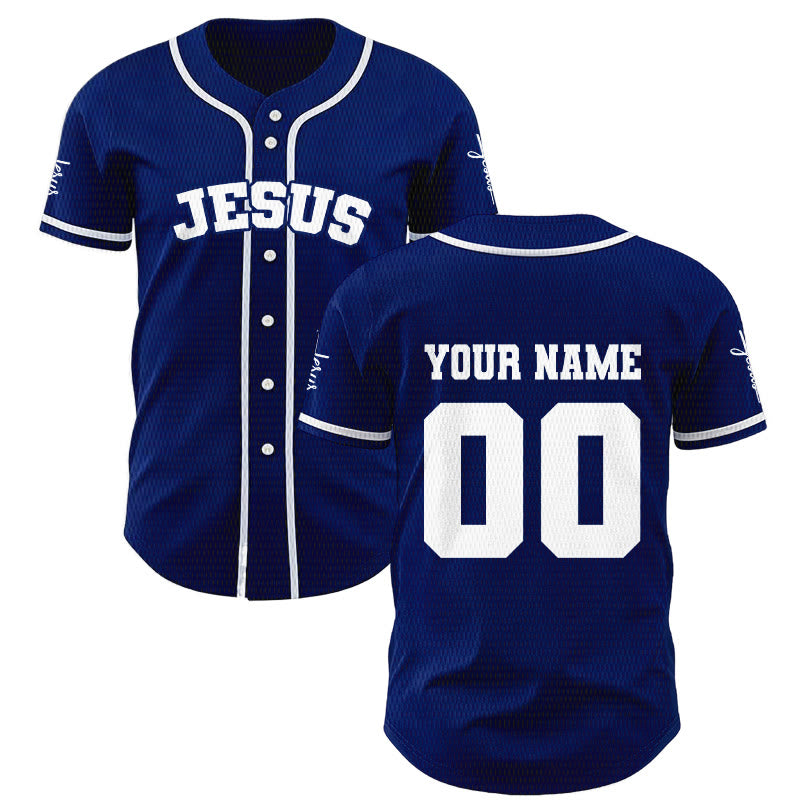 Christianartworkshop Classic Jesus Personalized Sportswear Unisex Custom Baseball Jersey - Navy Blue - 5XL - Name & Number Customized - image 35