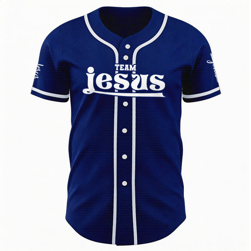 Christianartworkshop Bold Team Jesus Custom Name Number Unisex Custom Baseball Jersey - image 1