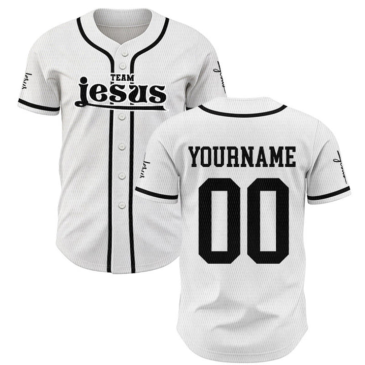 Christianartworkshop Bold Team Jesus Custom Name Number Unisex Custom Baseball Jersey - White - 5XL - Name & Number Customized - image 6