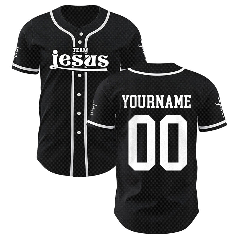 Christianartworkshop Bold Team Jesus Custom Name Number Unisex Custom Baseball Jersey - Black - 5XL - Name & Number Customized - image 13