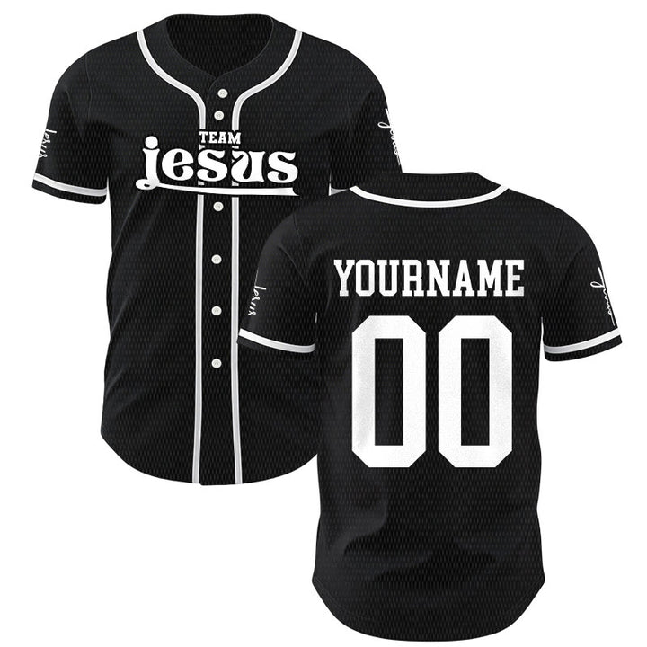 Christianartworkshop Bold Team Jesus Custom Name Number Unisex Custom Baseball Jersey - Black - 5XL - Name & Number Customized - image 13