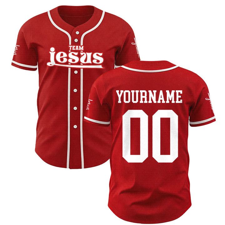 Christianartworkshop Bold Team Jesus Custom Name Number Unisex Custom Baseball Jersey - Red - 5XL - Name & Number Customized - image 19