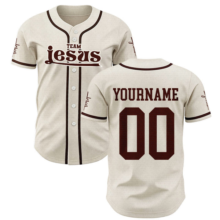 Christianartworkshop Bold Team Jesus Custom Name Number Unisex Custom Baseball Jersey - Apricot - 5XL - Name & Number Customized - image 43