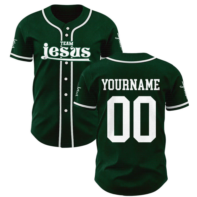 Christianartworkshop Bold Team Jesus Custom Name Number Unisex Custom Baseball Jersey - Green - 5XL - Name & Number Customized - image 37