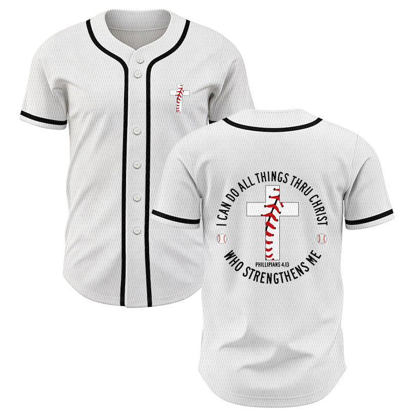 Christianartworkshop Philippians 4:13 I Can Do All Things Unisex Baseball Jersey - White - 5XL - image 7