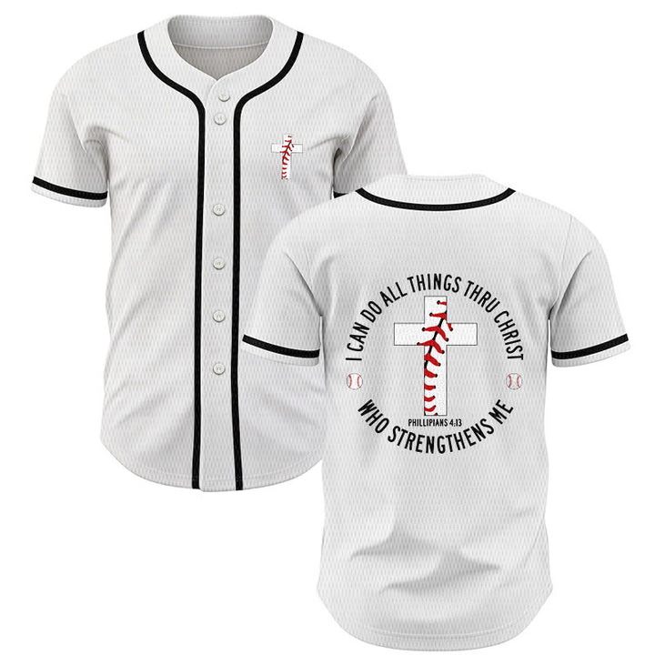 Christianartworkshop Philippians 4:13 I Can Do All Things Unisex Baseball Jersey - White - 5XL - image 7