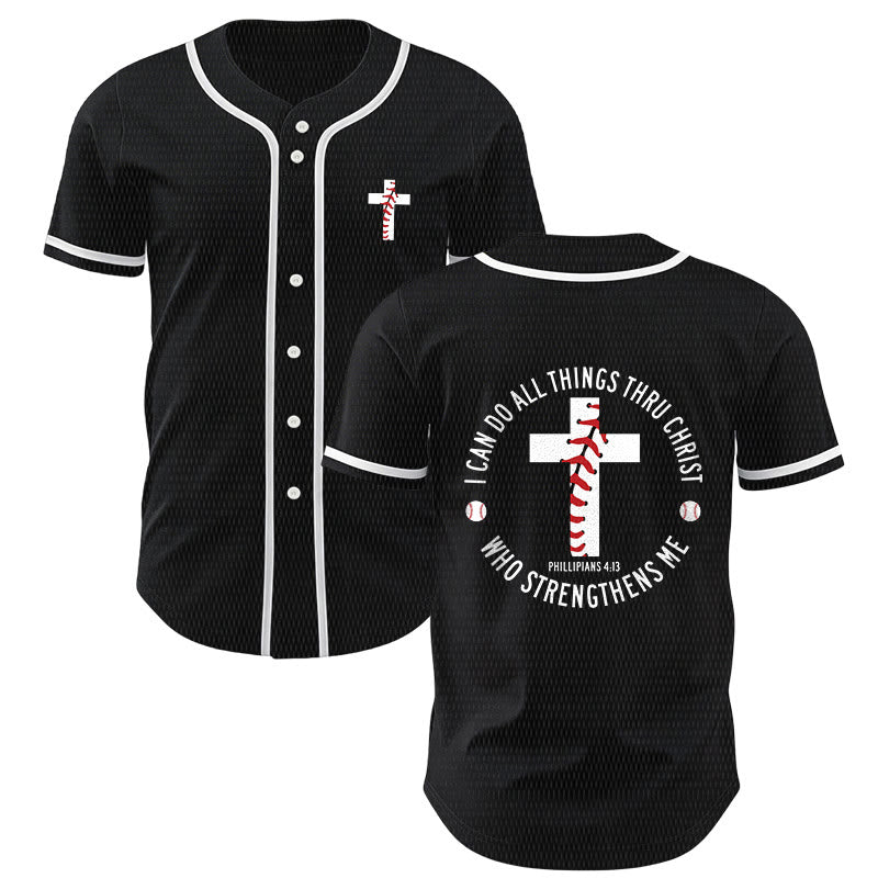 Christianartworkshop Philippians 4:13 I Can Do All Things Unisex Baseball Jersey - Black - 5XL - image 14