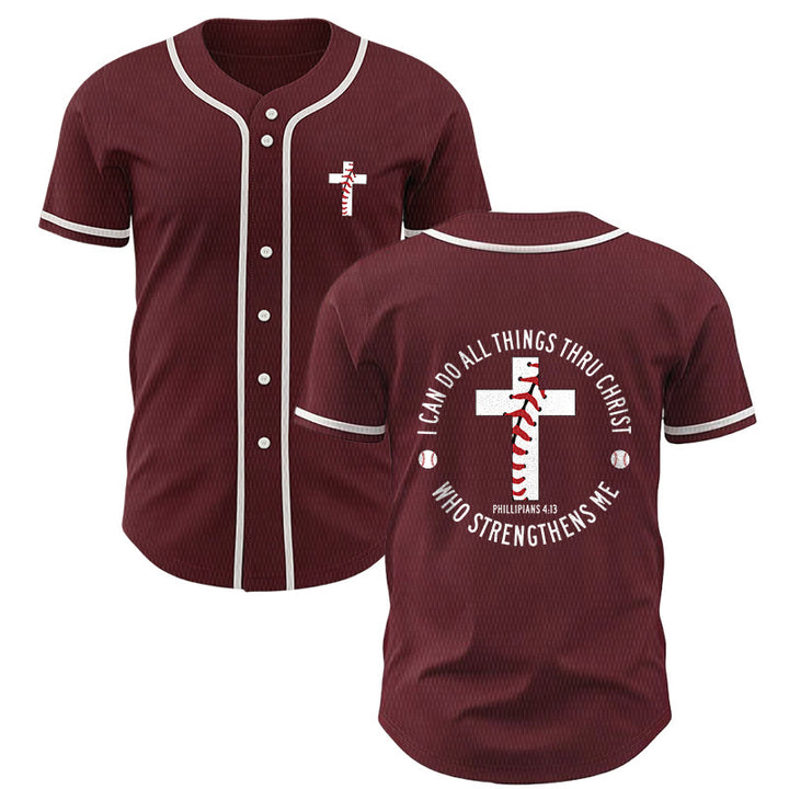 Christianartworkshop Philippians 4:13 I Can Do All Things Unisex Baseball Jersey - Wine - 5XL - image 28