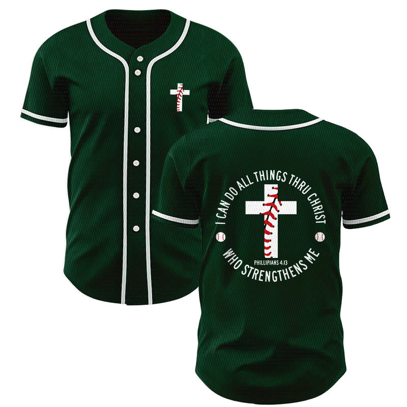 Christianartworkshop Philippians 4:13 I Can Do All Things Unisex Baseball Jersey - Green - 5XL - image 49