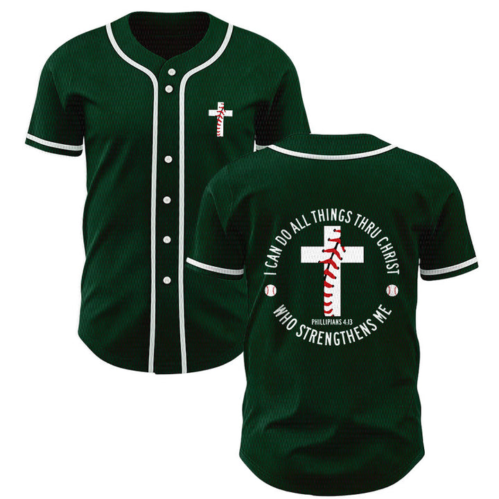 Christianartworkshop Philippians 4:13 I Can Do All Things Unisex Baseball Jersey - Green - 5XL - image 49