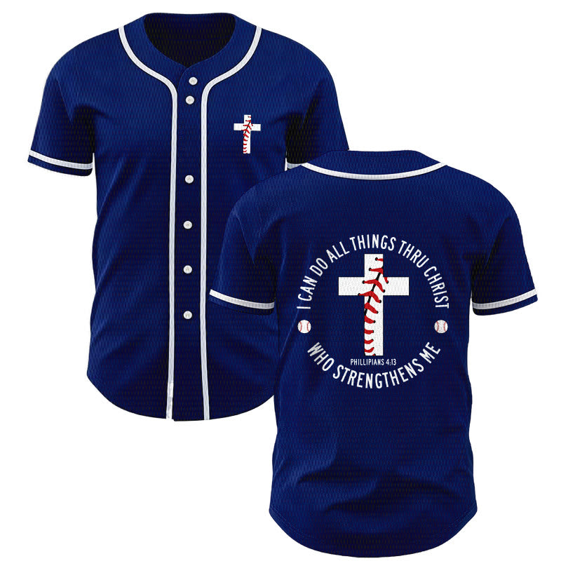 Christianartworkshop Philippians 4:13 I Can Do All Things Unisex Baseball Jersey - Navy Blue - 5XL - image 42