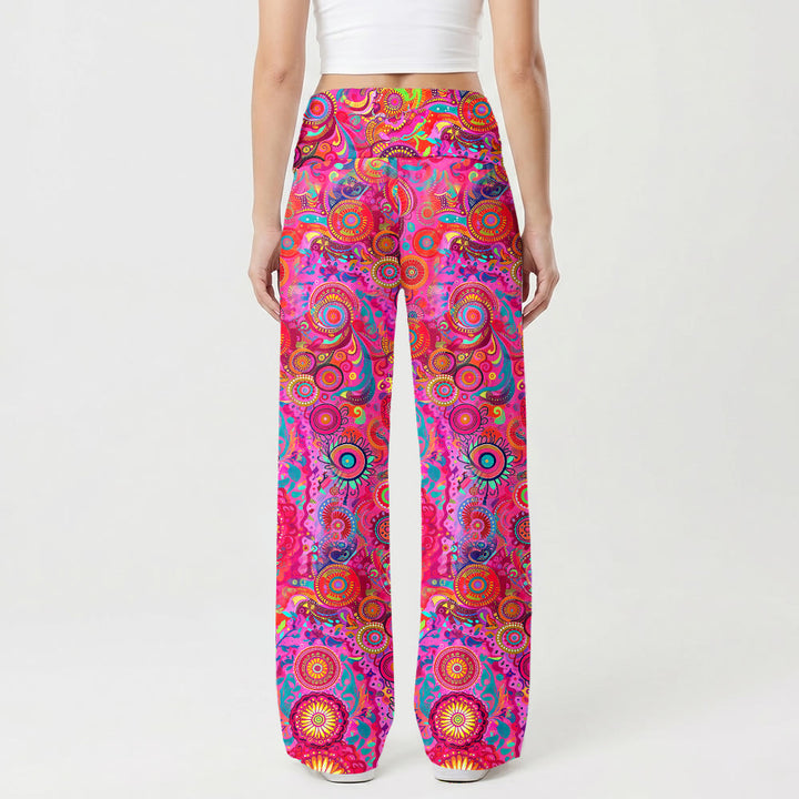 Christianartworkshop Psychedelic Circular Mandala Guadalupe Virgin Mary High Waist Wide Leg Pants - image 2