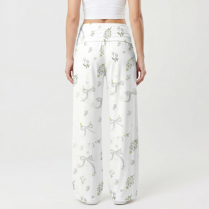 Christianartworkshop Bow Botanical Pattern Jesus The Good Shepherd Casual Wide Leg Pants - image 2