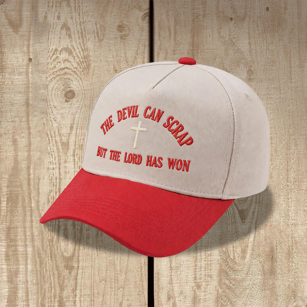 Christianartworkshop Arch Scripture Cross Motif THE DEVIL CAN SCRAP BUT THE LORD HAS WON Embroidery Washed Baseball Cap - image 13