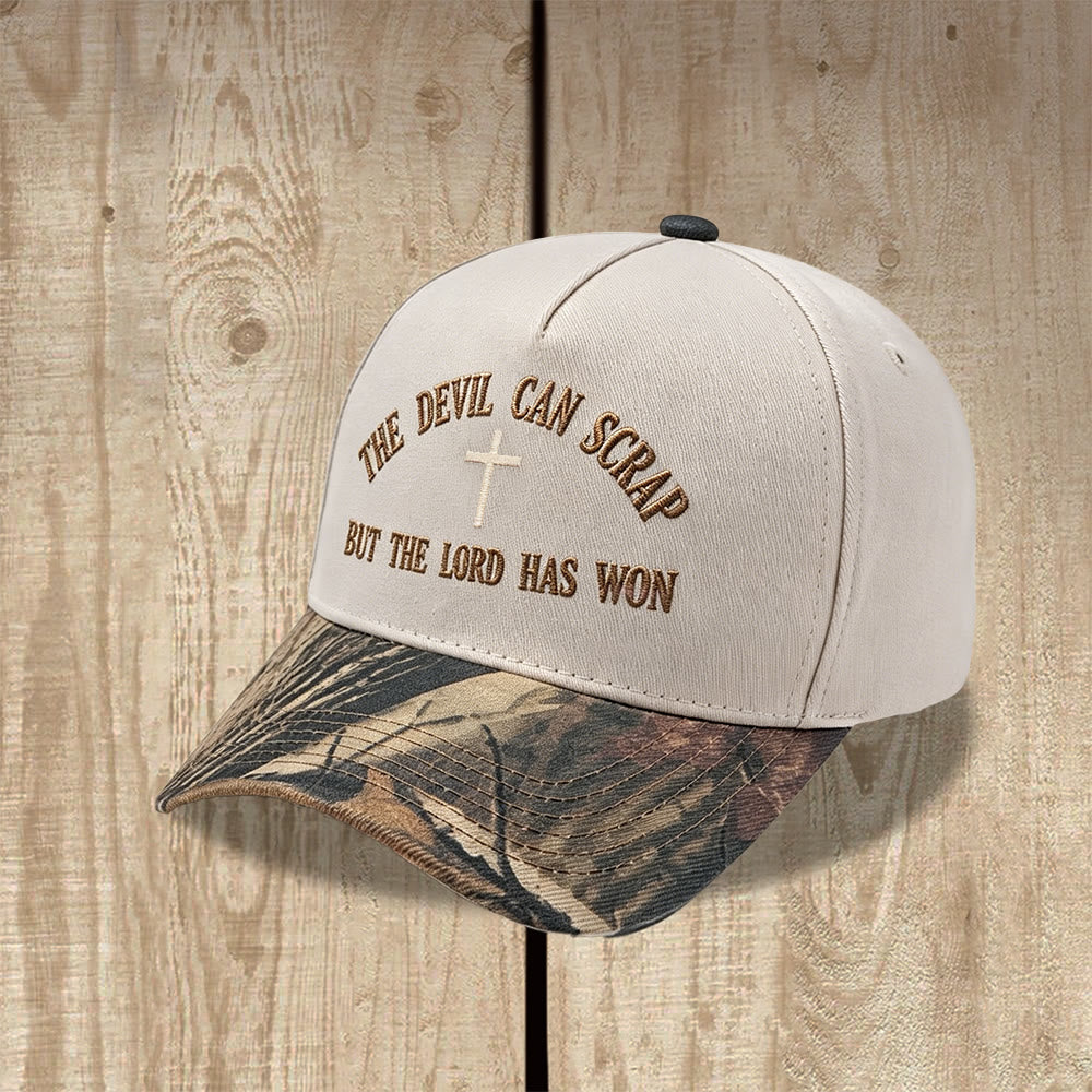 Christianartworkshop Arch Scripture Cross Motif THE DEVIL CAN SCRAP BUT THE LORD HAS WON Embroidery Washed Baseball Cap - image 11