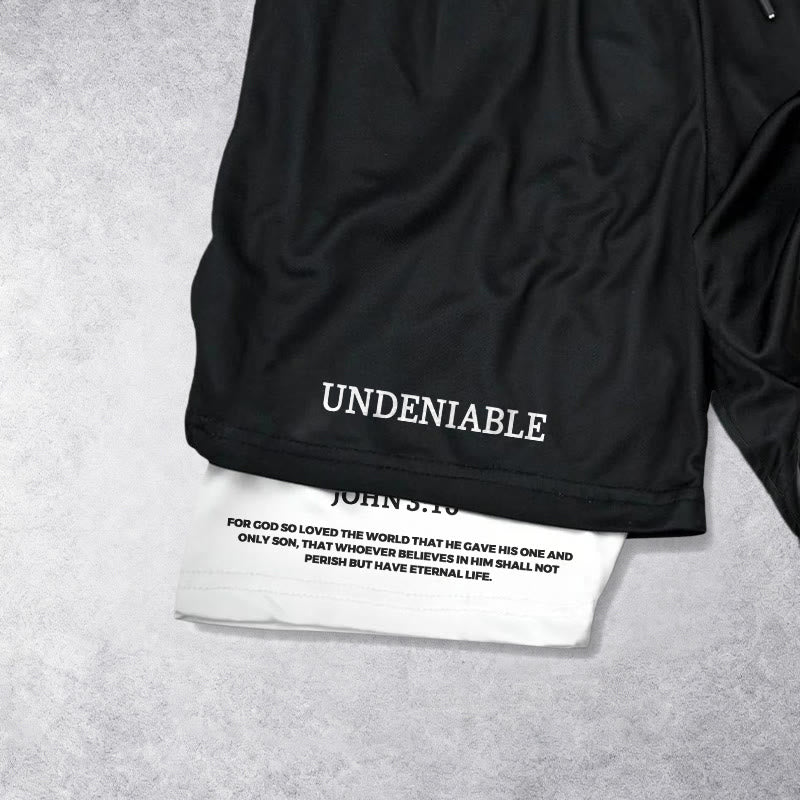 Christianartworkshop Undeniable Letter Outer Brushstroke Cross John 3:16 Full Verse Inner Two-Layer Drawstring Faith Shorts - image 8