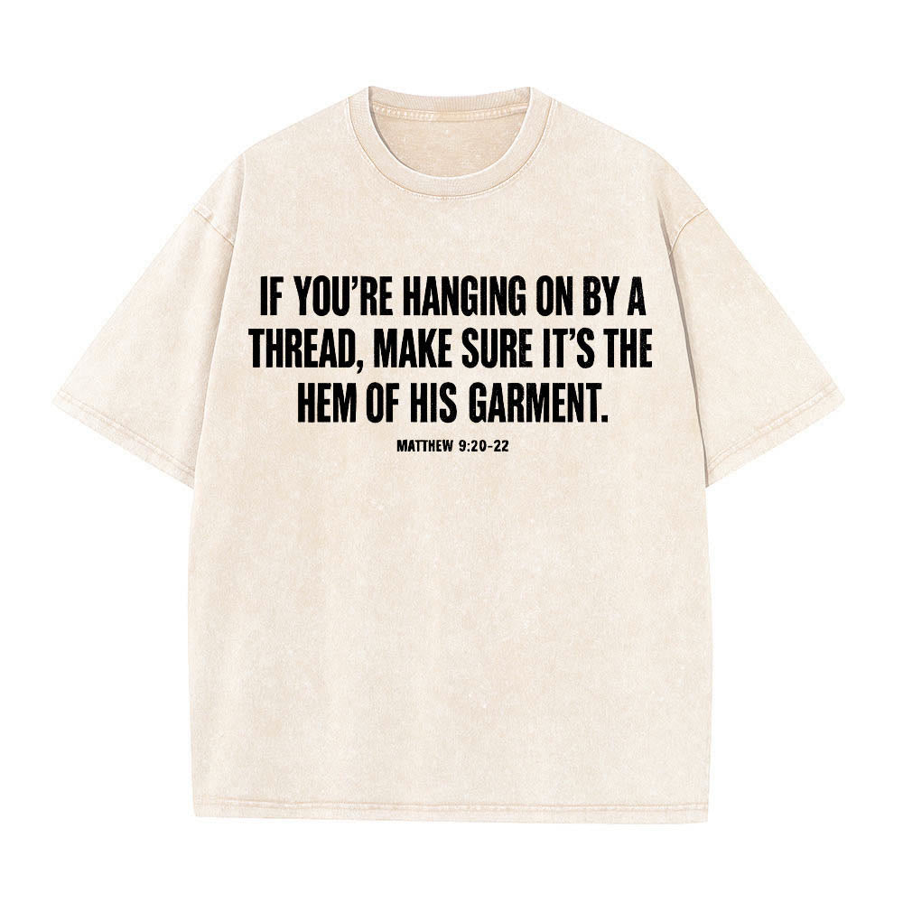Christianartworkshop Matthew 9:20‑22 Faith Quote Front Bleeding Woman Touch Christ Robe Line Art Rear Print Washed T‑Shirt - image 4