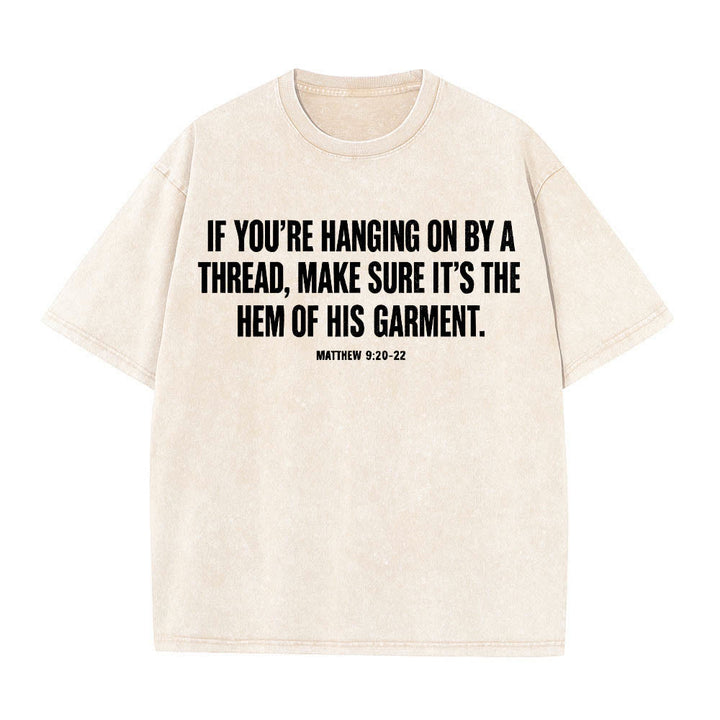 Christianartworkshop Matthew 9:20‑22 Faith Quote Front Bleeding Woman Touch Christ Robe Line Art Rear Print Washed T‑Shirt - image 4