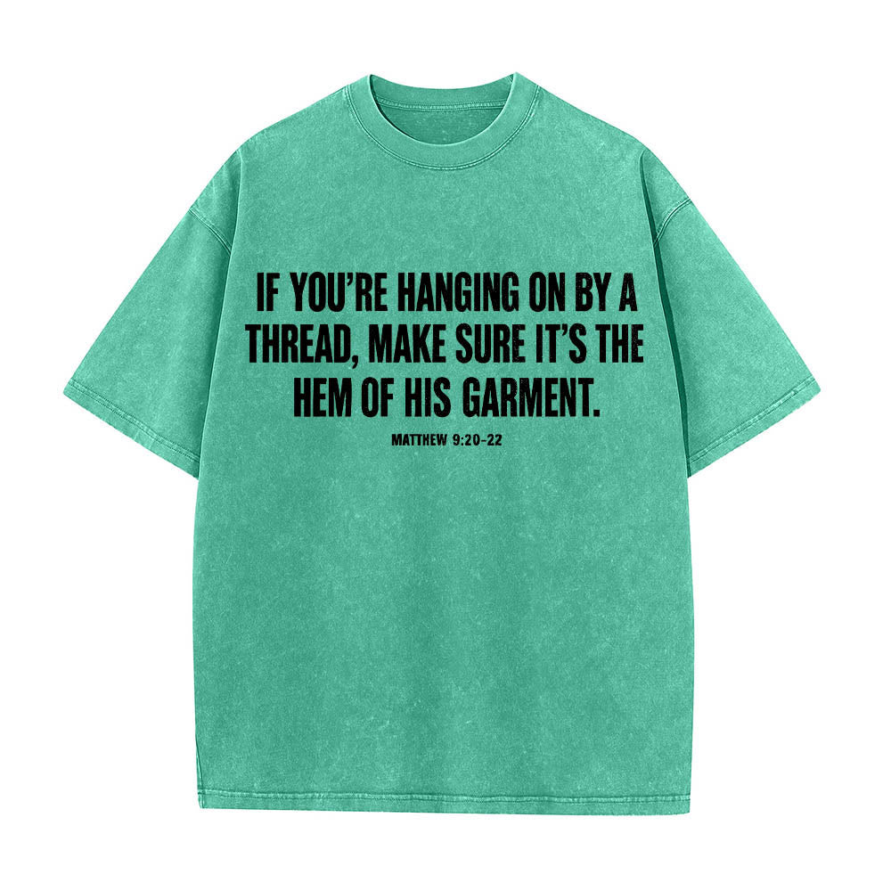 Christianartworkshop Matthew 9:20‑22 Faith Quote Front Bleeding Woman Touch Christ Robe Line Art Rear Print Washed T‑Shirt - image 16